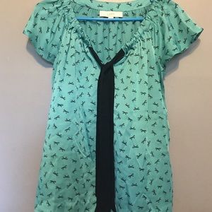 ANN TAYLOR LOFT BOW TIE~RIBBONS~SHIRT~SIZE X-SMALL